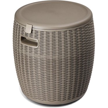 ZALIX  9.5 Gallon Outdoor Deck Box, Waterproof Outdoor Storage Box with Removable Lid, Small Storage Bin Container for Patio and Poolside, Patio Rattan Side Table for Yard Porch