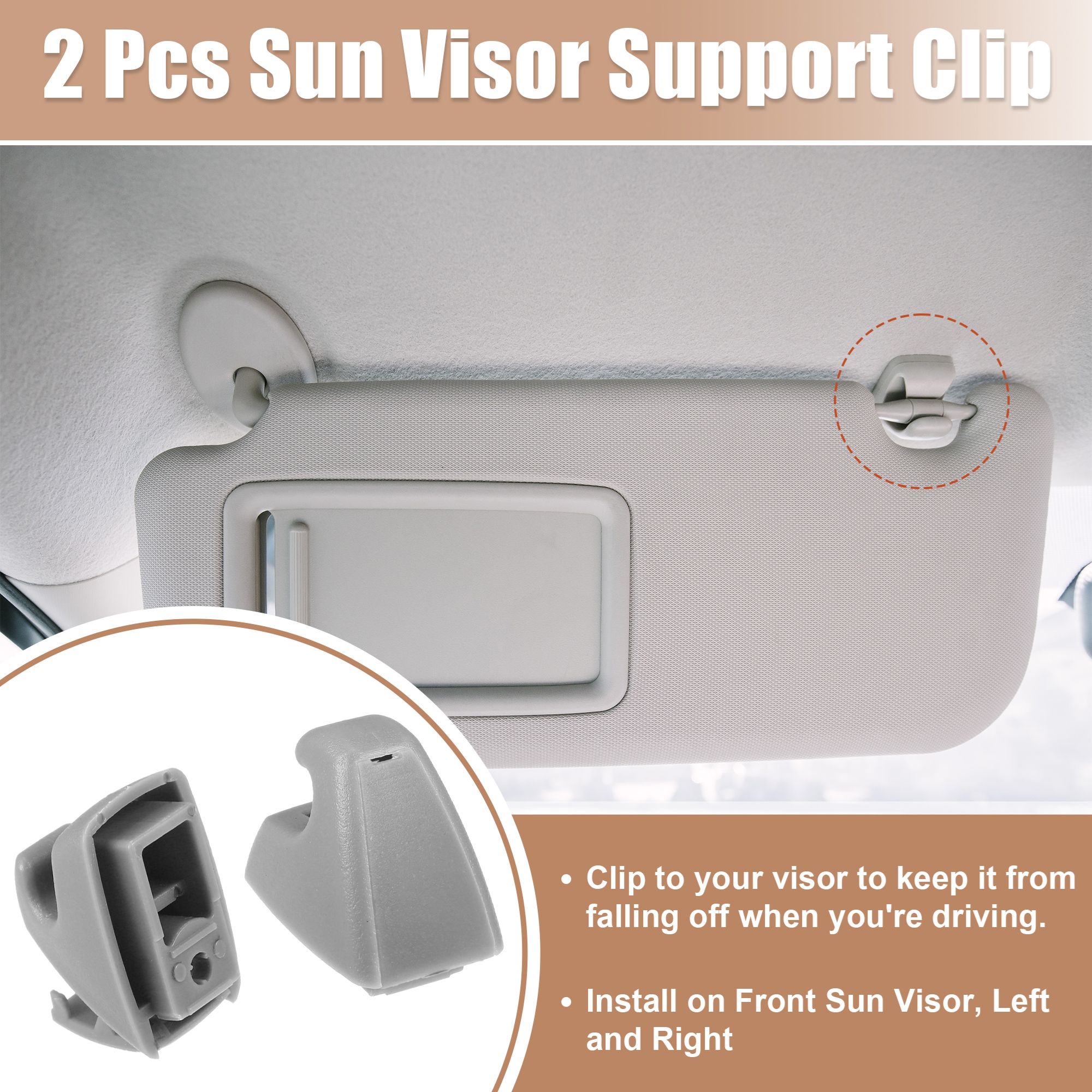 Unique Bargains 2pcs Sun Visor Support Clip for Chevrolet Cruze Sonic Spark for Buick Gray