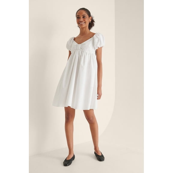 White Off Shoulder Mini Cotton Dress