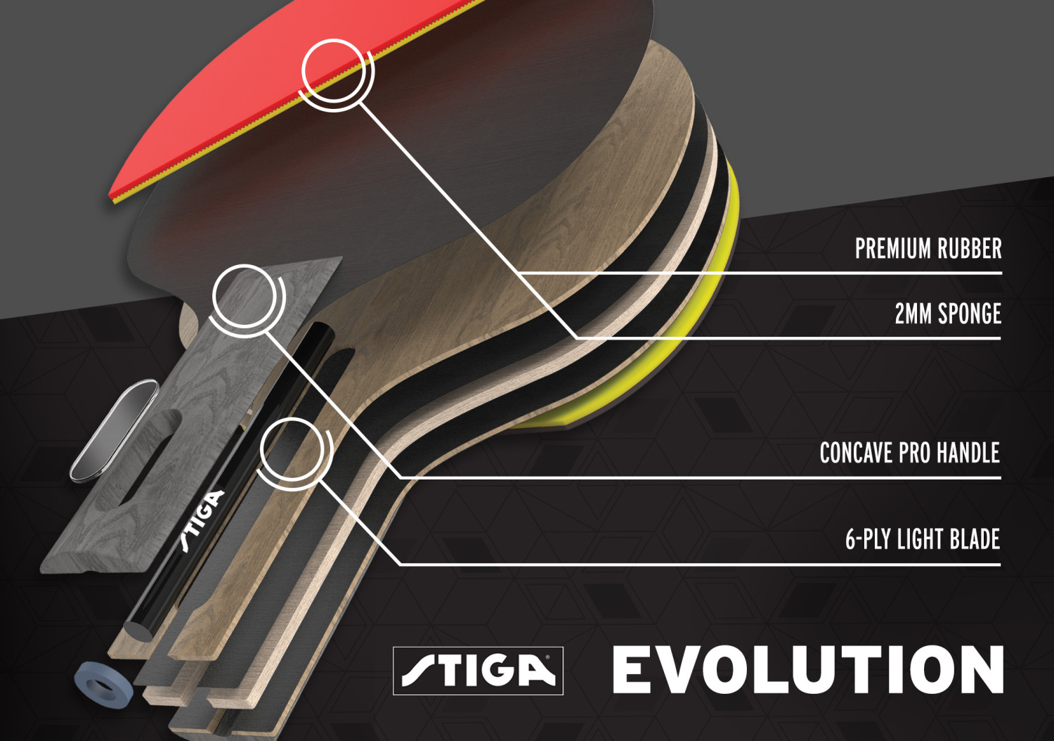 STIGA Evolution Performance-Level Table Tennis Racket Made with Approved Rubber for Tournament Play - image 3 of 15
