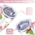 thumbnail image 5 of 40oz Red Cherry Fruit Pattern Stainless Steel Flip Straw Tumbler Spill Proof Travel Cup Double Wall Vacuum Insulated Coffee Mug with Top Handle, 5 of 6