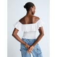 thumbnail image 3 of Scoop Women’s and Women’s Plus Off-the-Shoulder Smocked Ruffle Cotton Top, Sizes XS-4X, 3 of 5