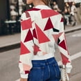 thumbnail image 4 of Womens Bomber Jackets Lightweight Zip Up Long Sleeve Coat Casual Stand Collar Print Baseball Jacket Pockets (Red 2XL), 4 of 4