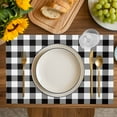 thumbnail image 2 of Black and White Checkered Placemats for Dinning Table Set of 4, Farmhouse Buffalo Plaid Burlap Kitchen Place Mats Waterproof Cloth Table Mats, Indoor Outdoor Placemats Easy Clean Dinner Decor, 2 of 8