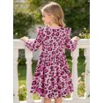 thumbnail image 3 of AmzBarley Little Girls Ruffle Long‑Sleeve Dress, Pink Leopard Print Swing Casual Party Dress for Kids 6-7 Years, 3 of 7