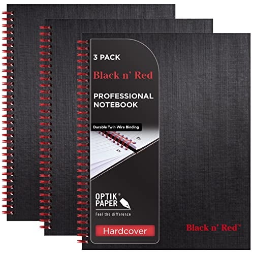 Cuaderno Black n' Red Tapa dura Papel Optik Premium 11' x 8-1/2' 70 hojas rayadas Paquete de 3