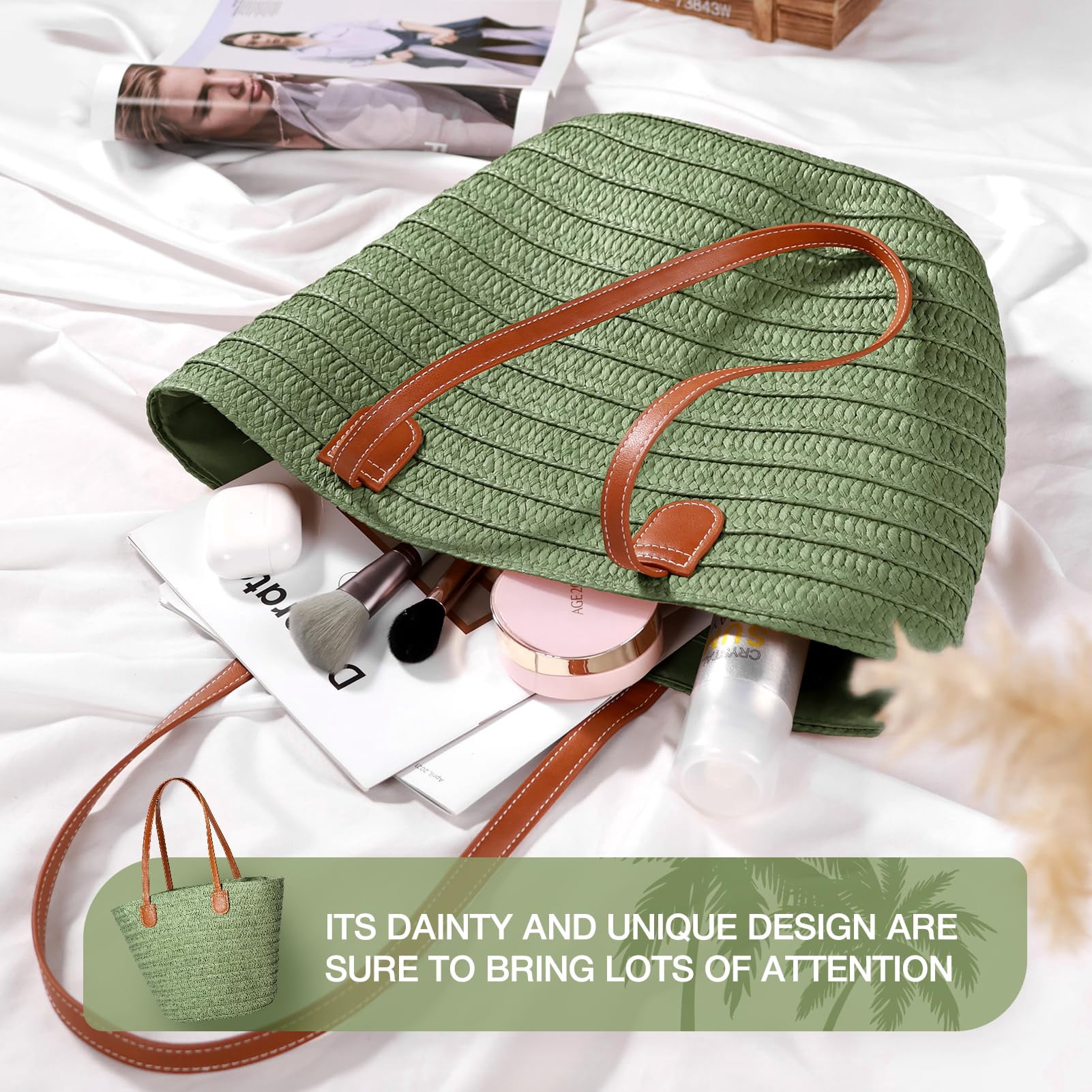 Crochet Tote Bag Beach Bags for Women Summer Bag Cute Beach Bag Mesh Beach Bag(khaki 3)