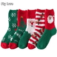 thumbnail image 2 of Calcetines cálidos de Invierno para mujer, medias mullidas de tubo medio, informales, gruesos, terciopelo Coral, Navidad, 5 pares, 2 of 4