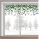 thumbnail image 1 of Calcomanías para ventanas de 37 x 114 cm con diseño de flores de vid, hojas verdes, plantas y mariposas, grandes, estáticas, anticolisiones, decorativas, no adhesivas., 1 of 9