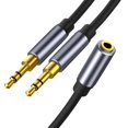 thumbnail image 2 of Female to 2 male El cable de extensión del auricular toma el cable de audio de 3,5 mm macho al cable auxiliar hembra 2, 2 of 5