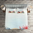 thumbnail image 2 of Ambesonne Ocean Quilted Coverlet 3 Pcs, Summertime Seaside Pearl, Queen Size, Red Beige Grey, 2 of 2