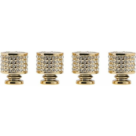 4 Pack Gold Cabinet Knobs, Solid Knobs Shiny Cabinet Knob, Gold Cabinet Hardware Brass Drawer Pulls, Bling Knobs with 4Pcs Screws for Kitchen Bathroom Drawer (Round)