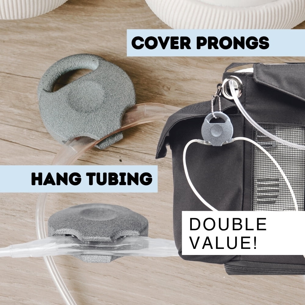 Oxygen Nasal Cannula Cover for Oxygen Tubing Prongs, Hose Holder with Handle, Fits Medline, Size 1.5 inches, 2 pack
