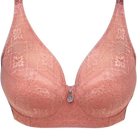 Lovzfmll Women s Bras New Fittness and Oversized Lingerie Large Cup Bra Sexy Lace Bra Plus Size Cotton Solid Color Lightweight Comfortable and Breathable Bra Everyday Bras Pink 5XL