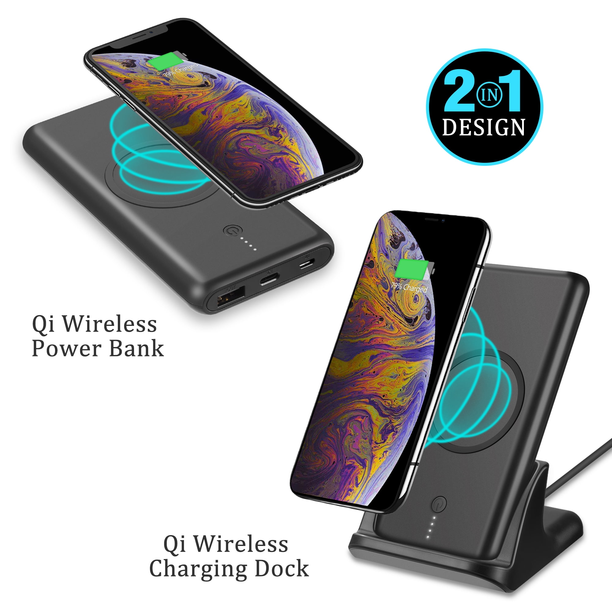 Universal Wireless Charger Power Bank Luxmo Wireless Charging Pad Stand For Samsung Galaxy S8 S8 Plus Note 8 Iphone Xs Max Xr Xs X 8 8 Plus