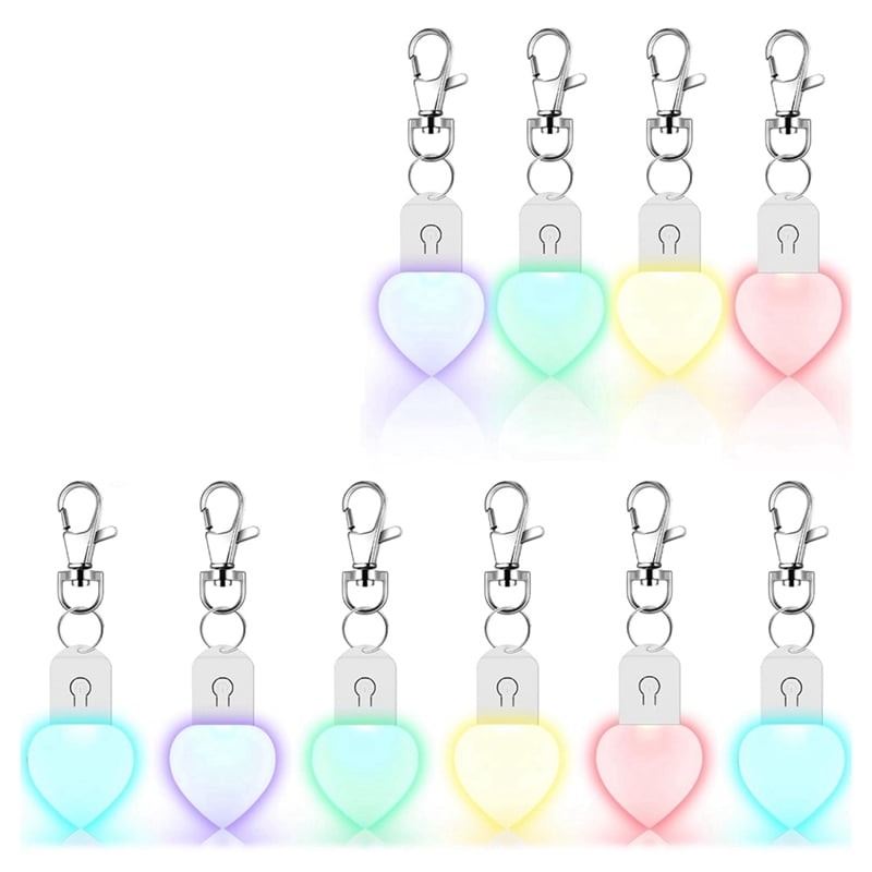 10 Pcs LED Sublimation Blank Keychain Lighted Heart Shape Transfer Keychain Acrylic Heat Sublimation Blanks