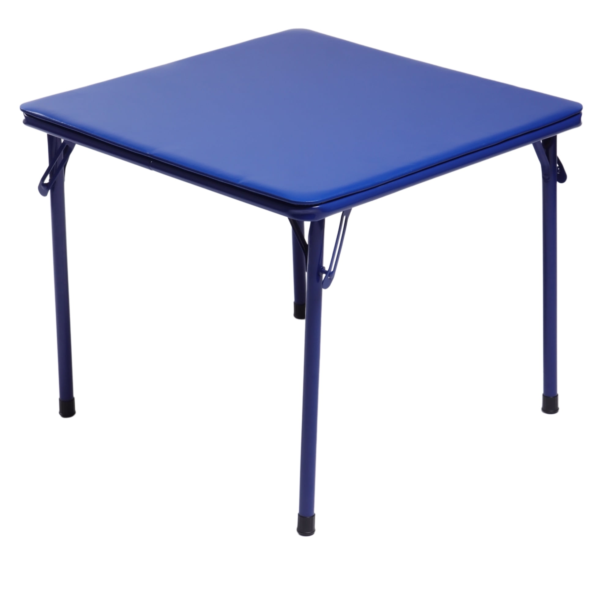 FurnitureR 5-Piece Kids Folding Table and Chair Set, Colorful Metal Activity Play Table with 4 Seats, No Assembly Required, Vinyl Padded for Playroom, Daycare, School