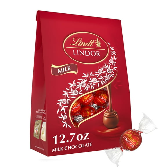 Lindt LINDOR Milk Chocolate Candy Truffles, 12.7 oz. Bag