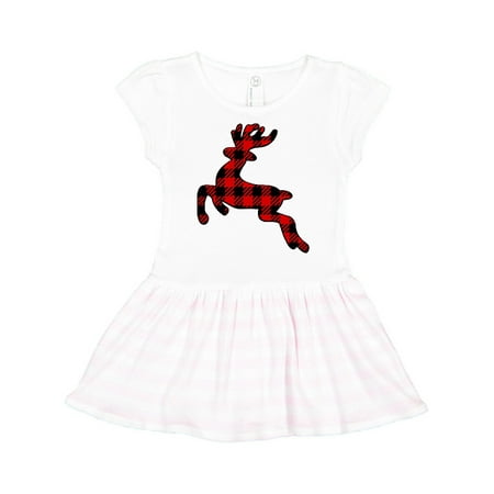 

Inktastic Buffalo Plaid Reindeer Gift Toddler Girl Dress