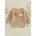 thumbnail image 3 of xiaxaixu Pull d'Automne pour Bébé Fille, Motif Fleur Lettre Manches Longues Col Rond Tricoté, 3 of 9