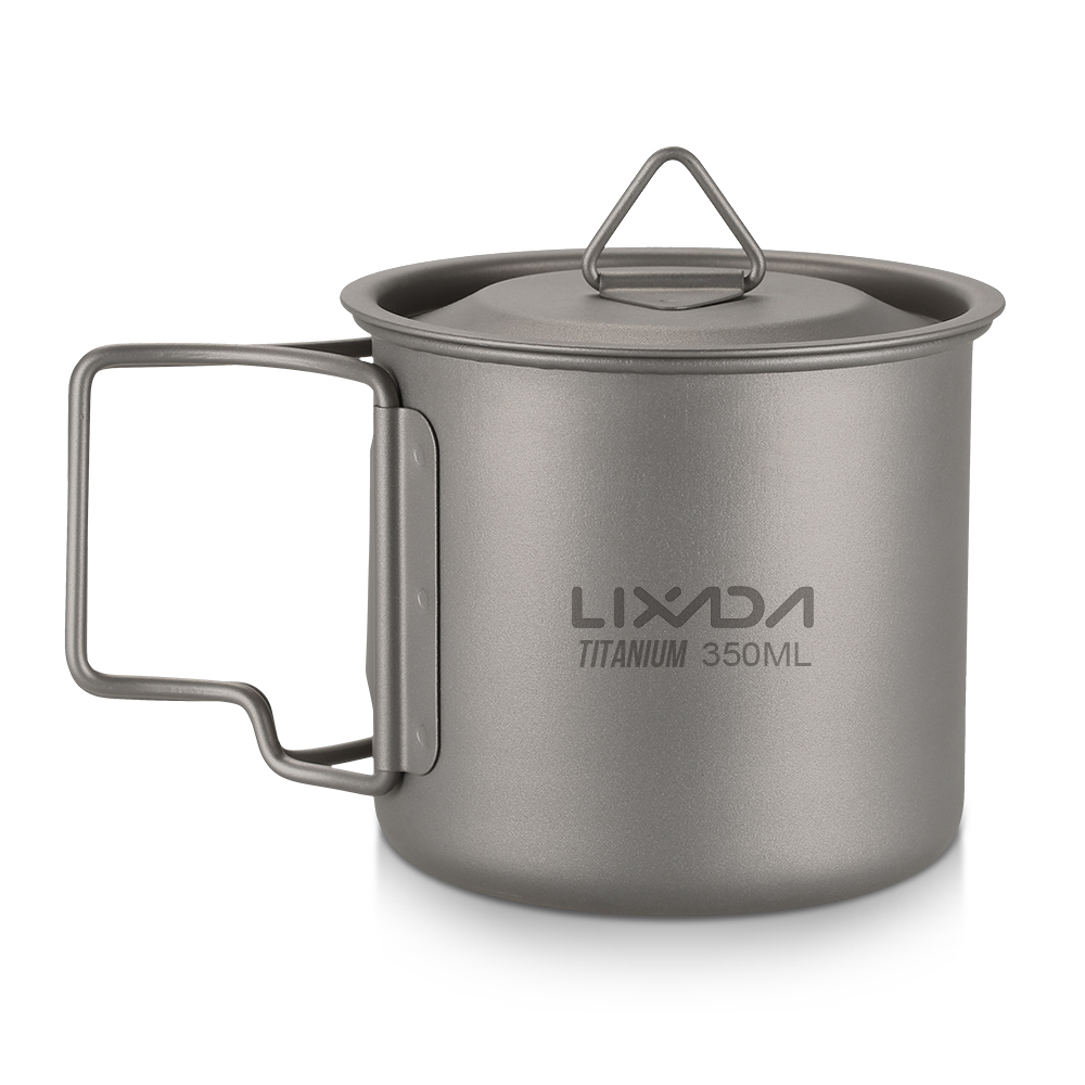 Lixada Ultralight Titanium Cup Outdoor Portable 2PCS Cup Set 350ml 650ml Camping Picnic Water Cup Mug with Foldable Handle - image 5 of 7