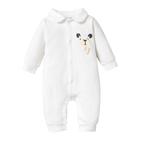 

Kucnuzki Baby Boy Winter Clothes 12 Months Baby Boys Casual Bodysuits 18 Months Long Sleeve Solid Color Bear Prints Causal Cozy Button Bodysuits White