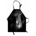 thumbnail image 1 of Black and White Apron Bengal Tiger Lying in the Grass Africa Savannah Monochrome Image Print, Unisex Kitchen Bib Apron with Adjustable Neck for Cooking Baking Gardening, Black White, by Ambesonne, 1 of 3