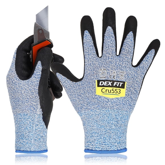 Guantes resistentes a cortes DEX FIT Cru553 Level 5, azules L (9), 3 pares