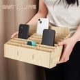 thumbnail image 3 of Caja de madera para guardar teléfonos celulares con 24 compartimentos, color beige, organizador de escritorio para oficina y útiles escolares, color madera de arce., 3 of 9