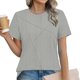 thumbnail image 2 of Camisetas para mujer,Camisa informal de manga corta holgada para mujer, cuello redondo, tejido de poliéster, ideal para uso diario en primavera y verano, sopatenor, 2 of 9