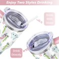 thumbnail image 5 of 40oz Cute Childish Tooth Stainless Steel Flip Straw Tumbler Spill Proof Travel Cup Double Wall Vacuum Insulated Coffee Mug with Handle, 5 of 6