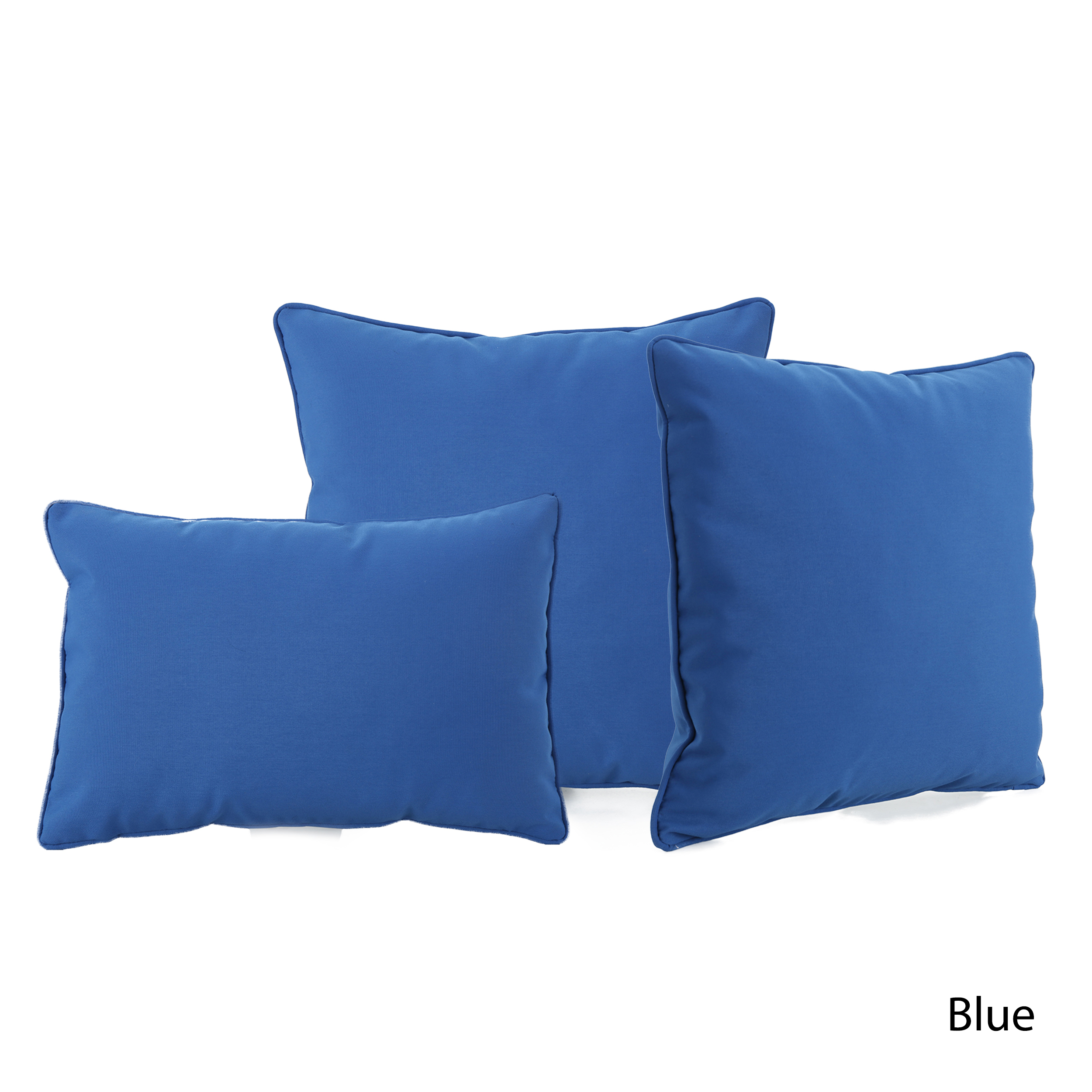 Esme Outdoor Water Resistant Fabric Pillows, Set of 3, Blue