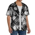 thumbnail image 2 of Bingfone Seamless Pattern With Skulls for Men's Cuban Collar Short Sleeve Shirt with Pocket Button Down Cardigan Summer Shirt-Small, 2 of 5