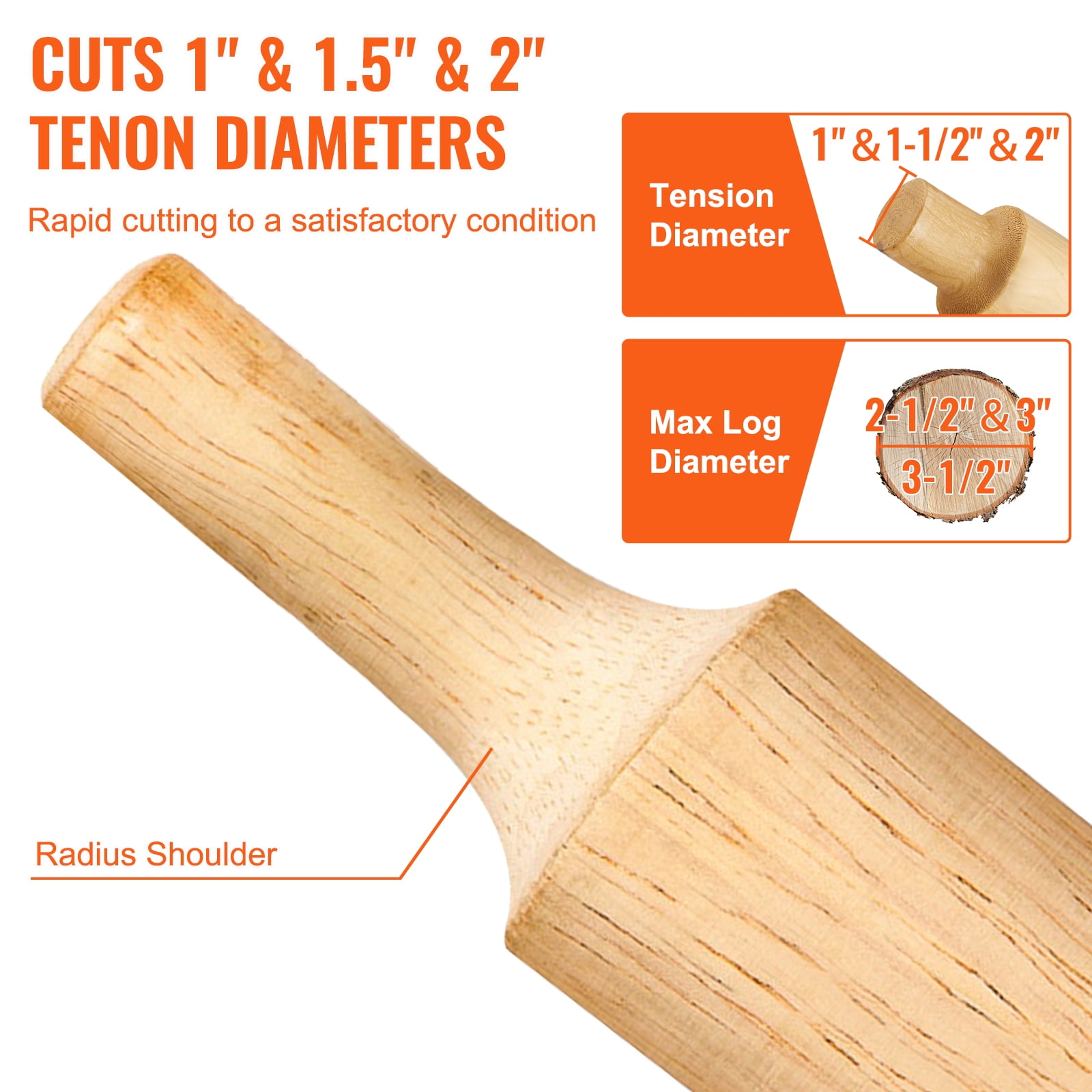 BENTISM Tenon Cutter Log Furniture Kit 1" & 1.5"& 2" w/ Curved Blade for Home DIY