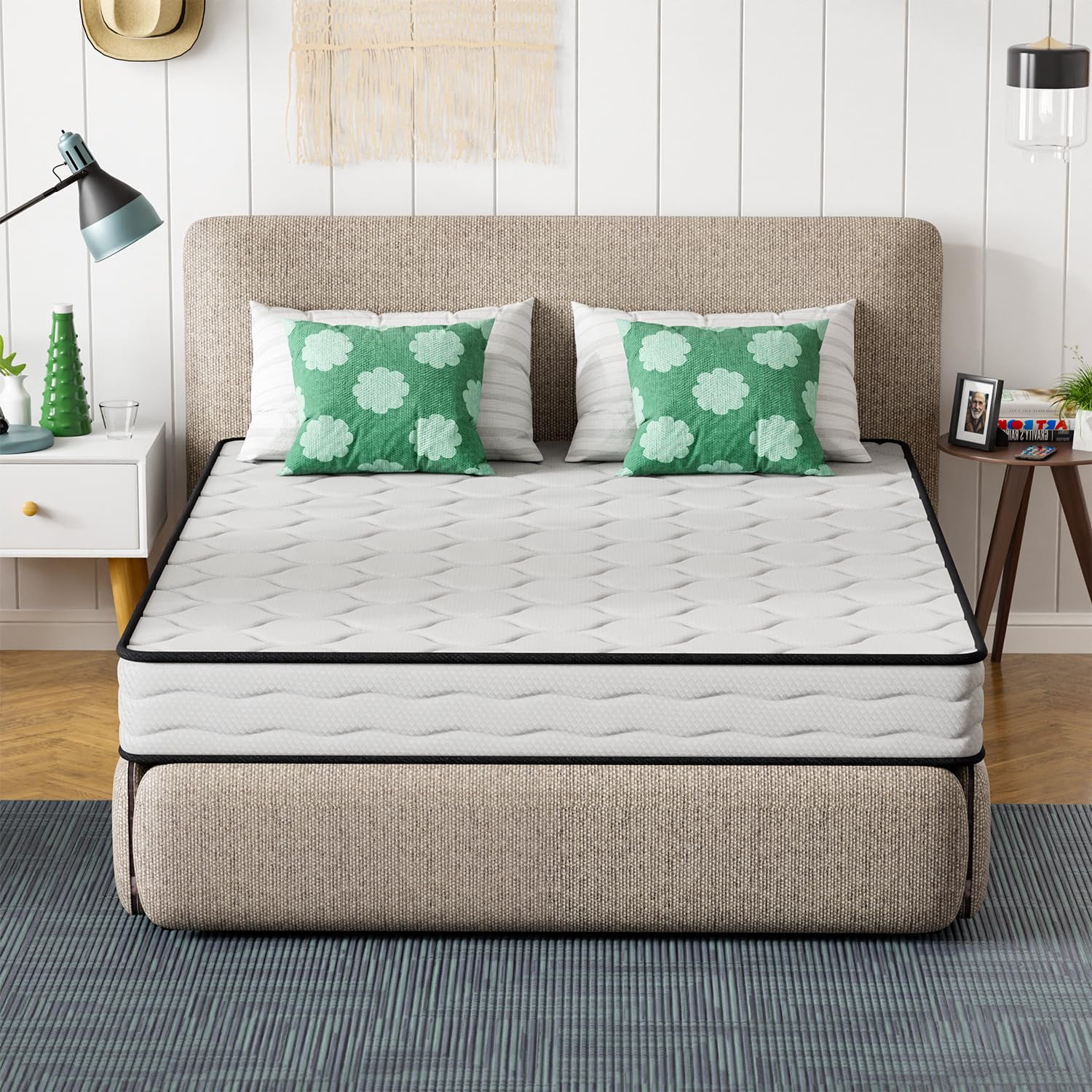 YRLLENSDAN Queen Mattress in a Box, Foam Spring Hybrid Mattress, Medium Firm Queen Mattress 8 Inch, Fiberglass Free Mattress Queen Double Bed Mattress