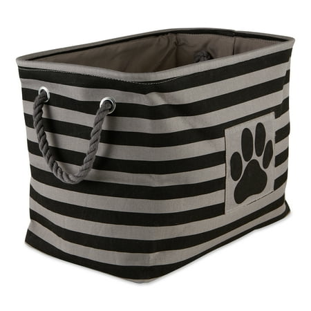 UPC: 0072456124937 | Bone Dry Polyester Pet Bin Stripe With Paw Patch Black Rectangle Large