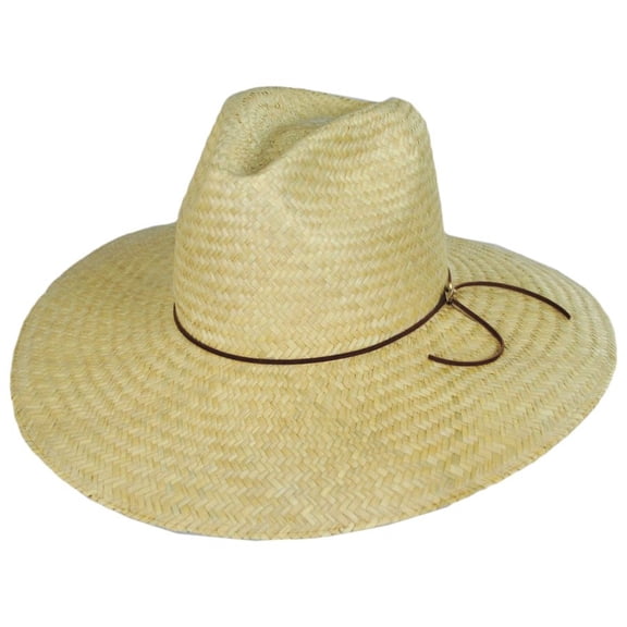 The Gatherer Wide Brim Palm Straw Fedora Hat - S/M - Natural