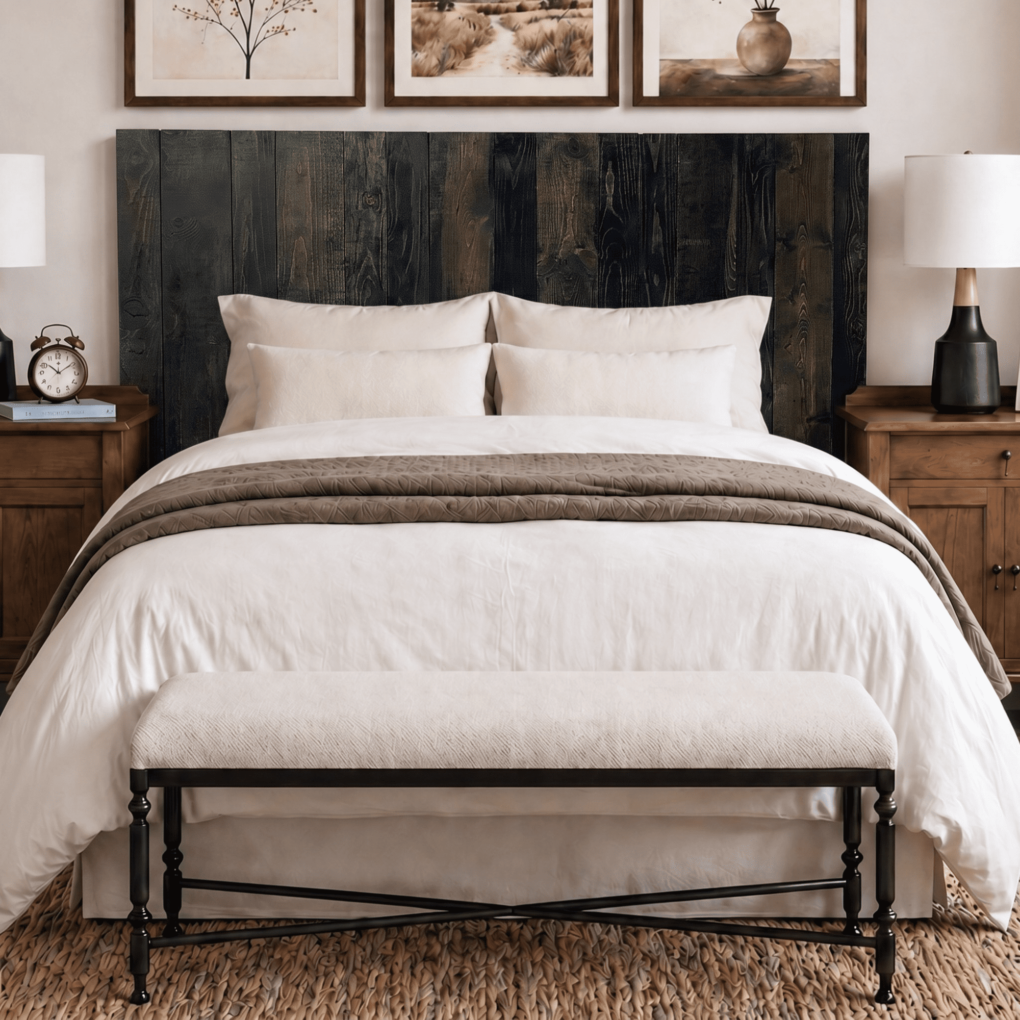 Barn Walls Solid Wood Headboard, King Size - Black Barrel
