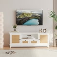 thumbnail image 2 of Garvee TV Stand for 65+ Inch TV, Rattan Entertainment Center TV Media Console Table, Modern TV Stand with Storage and 2 Mesh Door, Living Room, Boho, White, 2 of 9