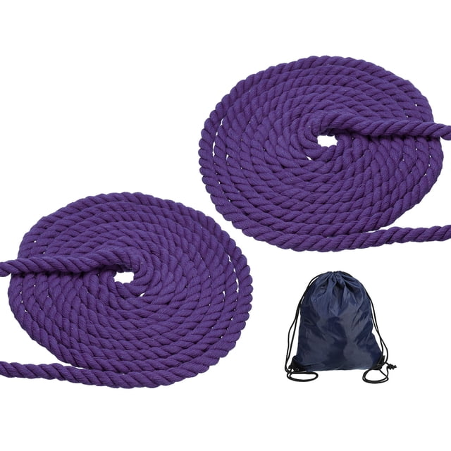 Unique Bargains 1/2'x16' Natural Twisted Cotton Rope 3 Strand Soft Craft Rope with Drawstring Bag Purple 2 Pack