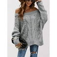 thumbnail image 5 of Women Off Shoulder Sweater Long Sleeve Knit Sweater Loose Pullover Jumper Tops Grey XL, 5 of 7