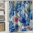 thumbnail image 6 of Orinice Blue Leaf Shower Curtain Set,,Watercolor,Abstract,Tropical Jungle Plants,Palm Banana,Monstera Leaf Bathroom Shower Curtain with 12 Hooks 69x72, 6 of 7
