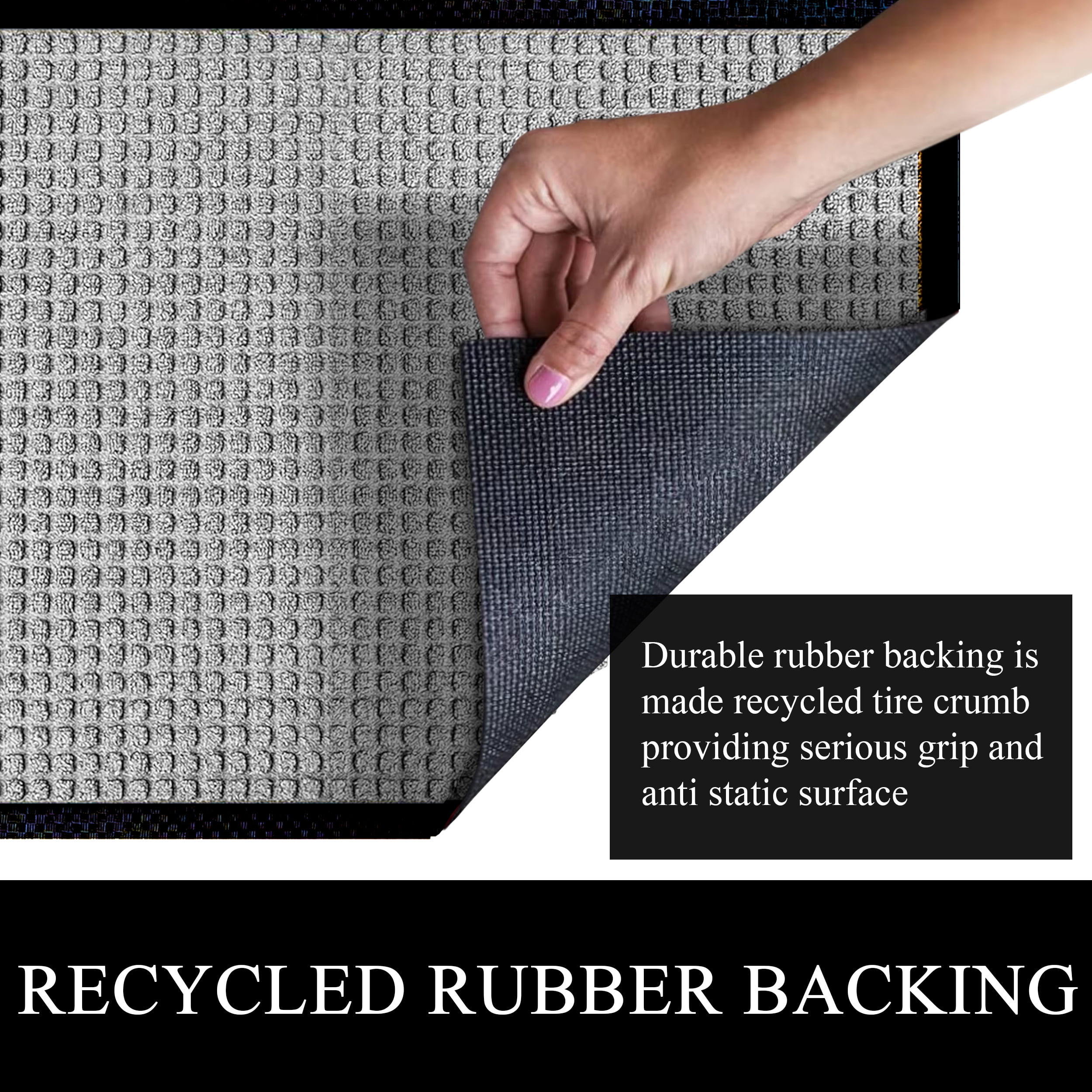 A1HC Indoor Outdoor Mat, Front and Back Entrance Welcome Mats, Front Door Patio Mats 36X60 Inches, Non-Slip Easy Clean Entrance Washable Large Size Doormats, Light Grey