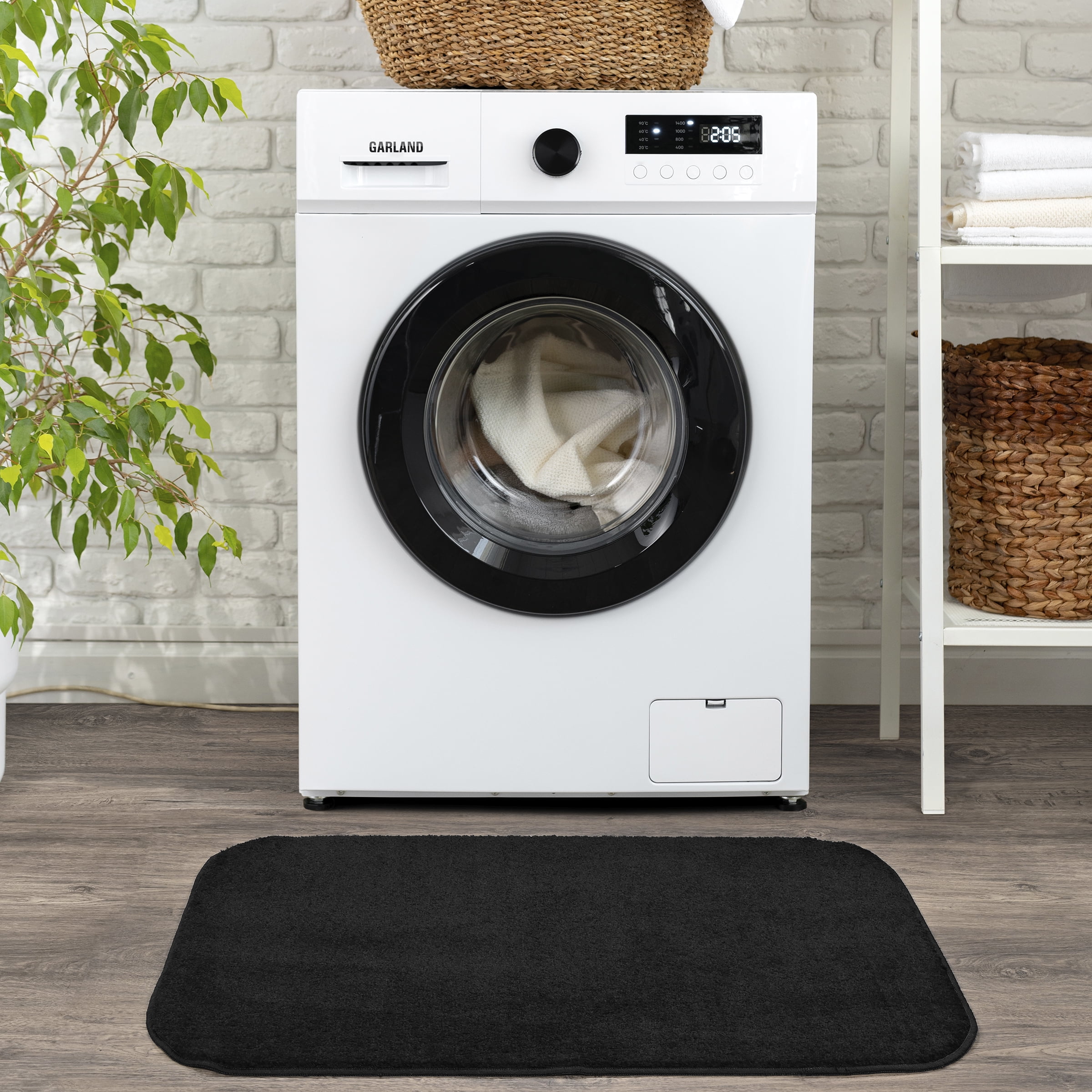 Garland Rug Gramercy Washable Polypropylene Black Bath Rug, 24" x 40"