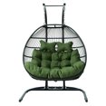 thumbnail image 3 of 2 Person Hanging Egg Chair - Folding Wicker Swing Seat, Outdoor Porch Patio Double Chair, Durable Aluminum Frame, 3 of 10