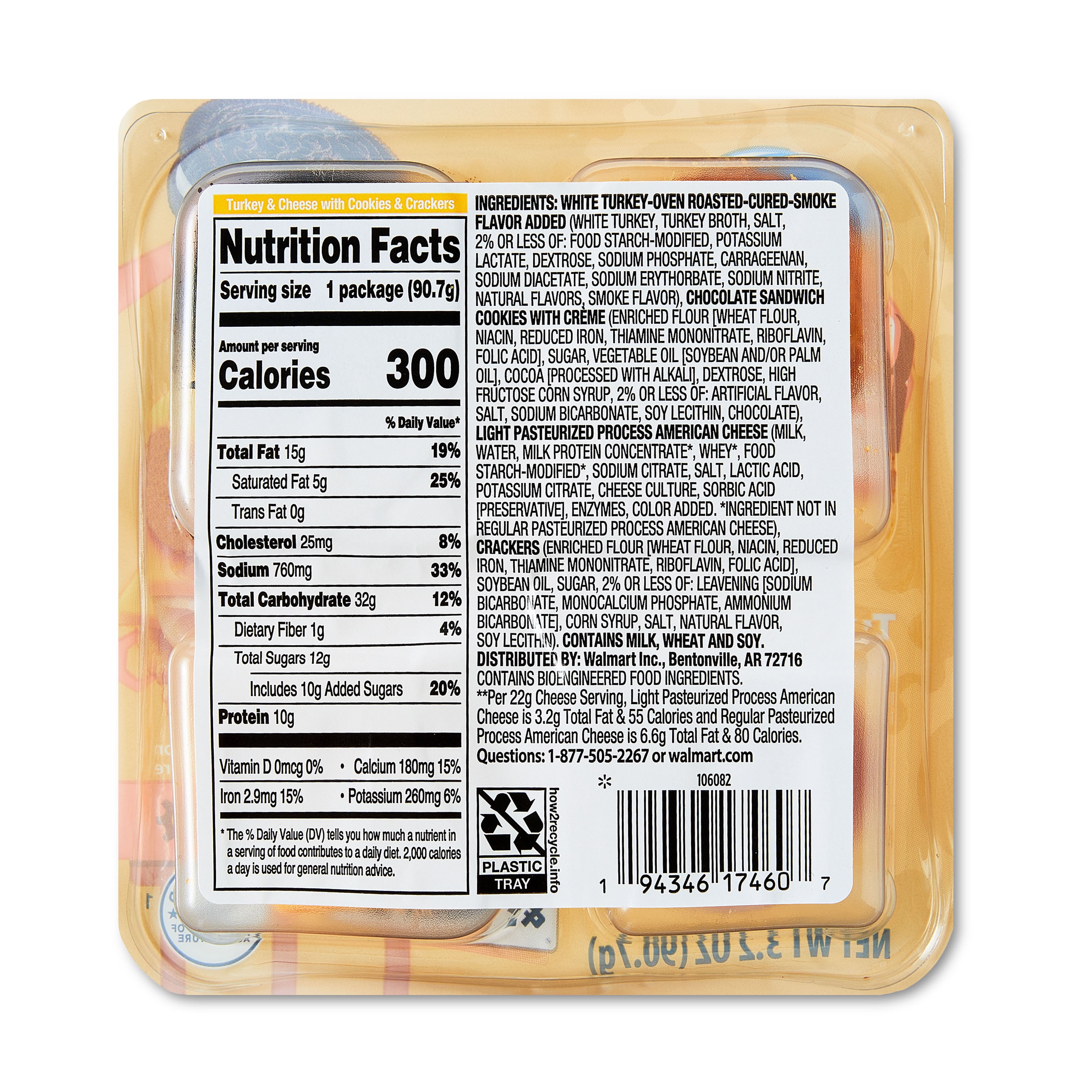 Great Value Turkey and Cheese Snack Builders with Cookies, 3.20 oz