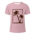 thumbnail image 5 of ZCFZJW Mens Fashion T-Shirts Tropical Palm Tree Print Summer Short Sleeve Regular Fit Basic Crewneck Beach Vacation Tees Tops Loose Soft Cotton Pullover Pink XXL, 5 of 5