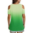 thumbnail image 5 of GigrtiJin Women's Cold Shoulder Tops Short Sleeve V Neck Gradient Color Openwork Knit Blouse Trendy Loose Shirt, 5 of 7