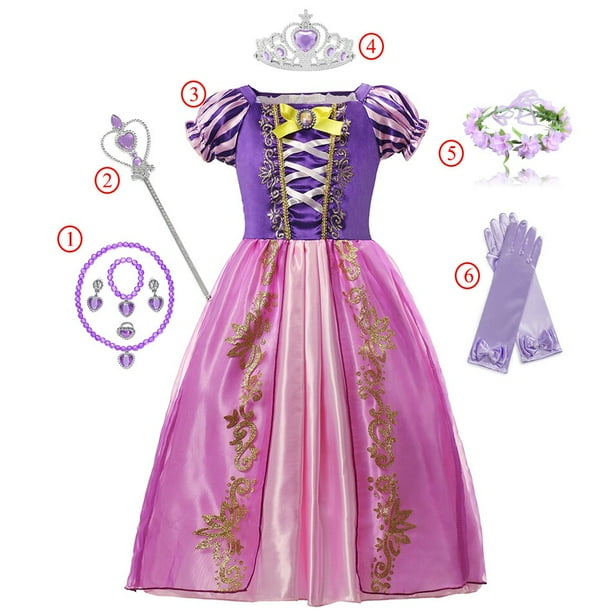 Vestidos de princesa Rapunzel para niñas, regalo de fiesta, Bella, Cenicienta, Aurora, Blancanieves, Sofía, malla, disfraz de cumpleaños Fivean unisex