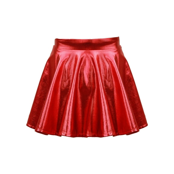 CHICTRY Girls Metallic Flared Dance Skirt Holographic Jazz Hip Hop Dance Costume,Sizes 6-14